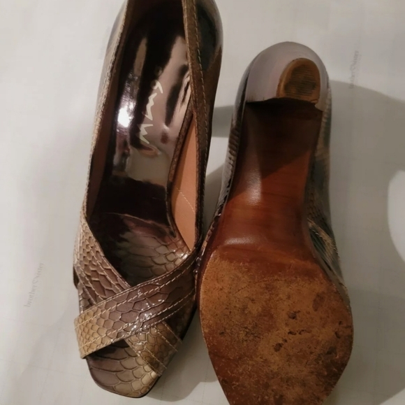 Pre-owned Mingo Snake Pattern Heels Sz 37 (7-7.5). - Picture 4 of 4